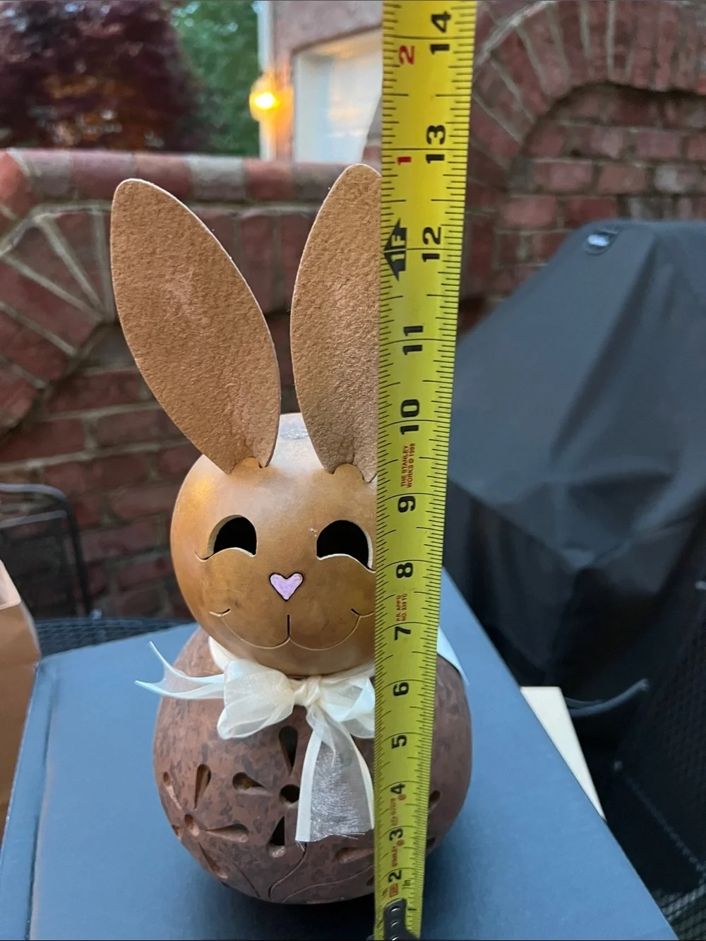 Meadowbrooke Gourds Rustic Brown Bunny Accent with Cream Ribbon, NWT